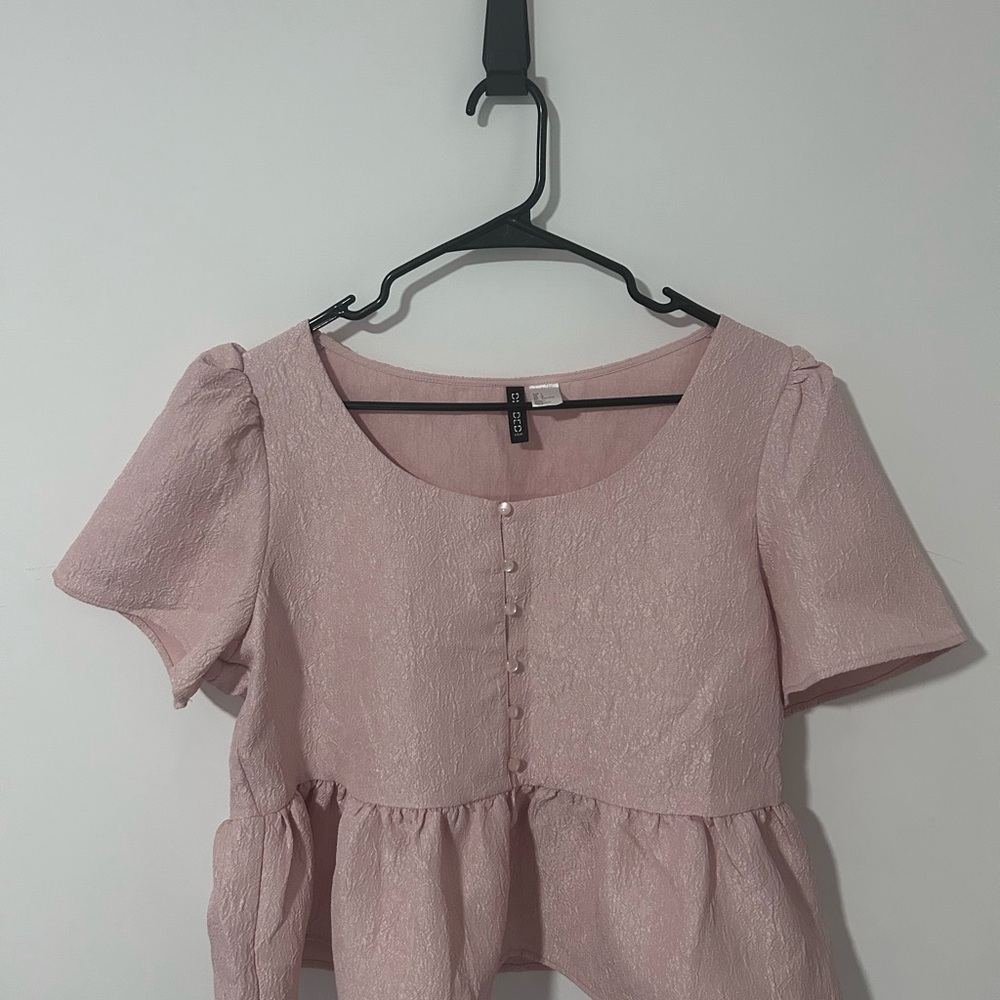 H&M Blush Pink Textured Blouse